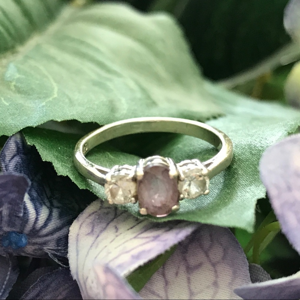 Vintage 925 Sterling Silver Amethyst CZ Ring